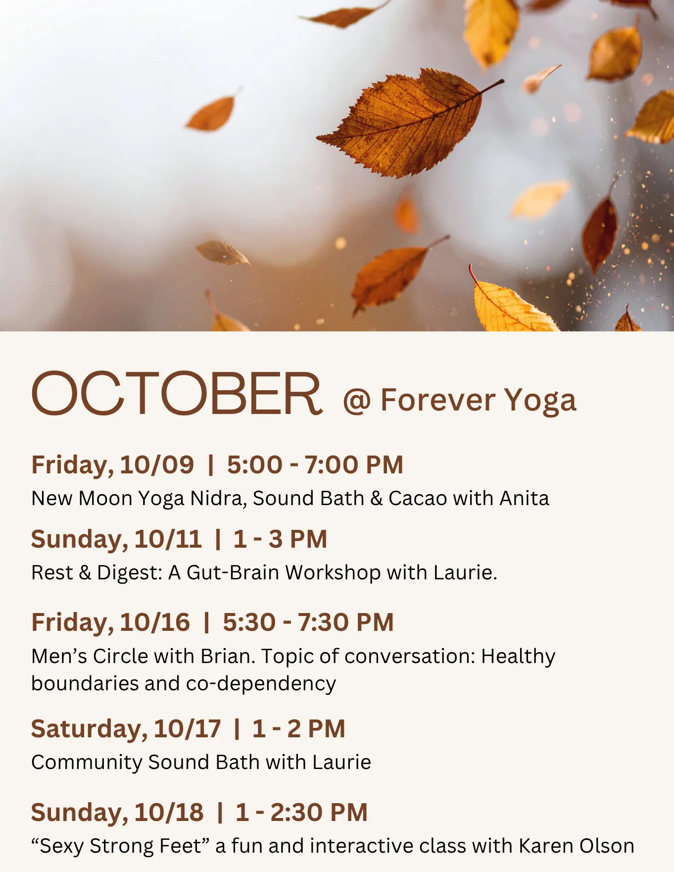 Forever Yoga March Events